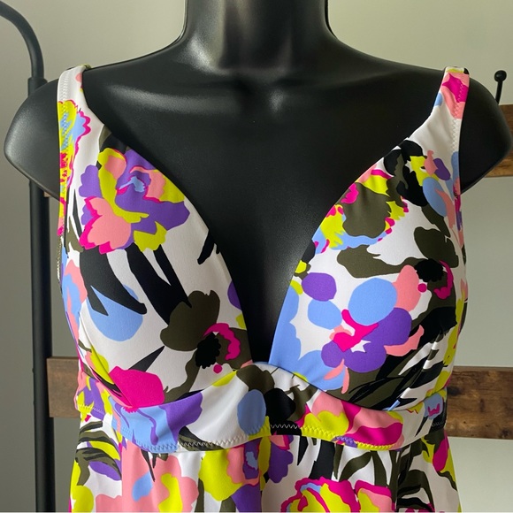 BAR III women’s paradise garden print tankini 2 pieces bikini swim suit size L - Picture 6 of 6